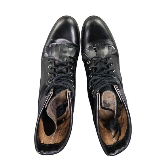 Justin Boots Women 6.5 Diamond J Lace Western Leather Black Classic Kiltie Retro - Picture 8 of 16